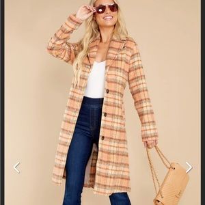 Brisk Strolls Apricot Plaid Coat